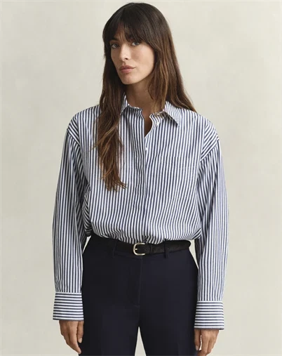 Gant - Stripe Skjorte - Rich Navy